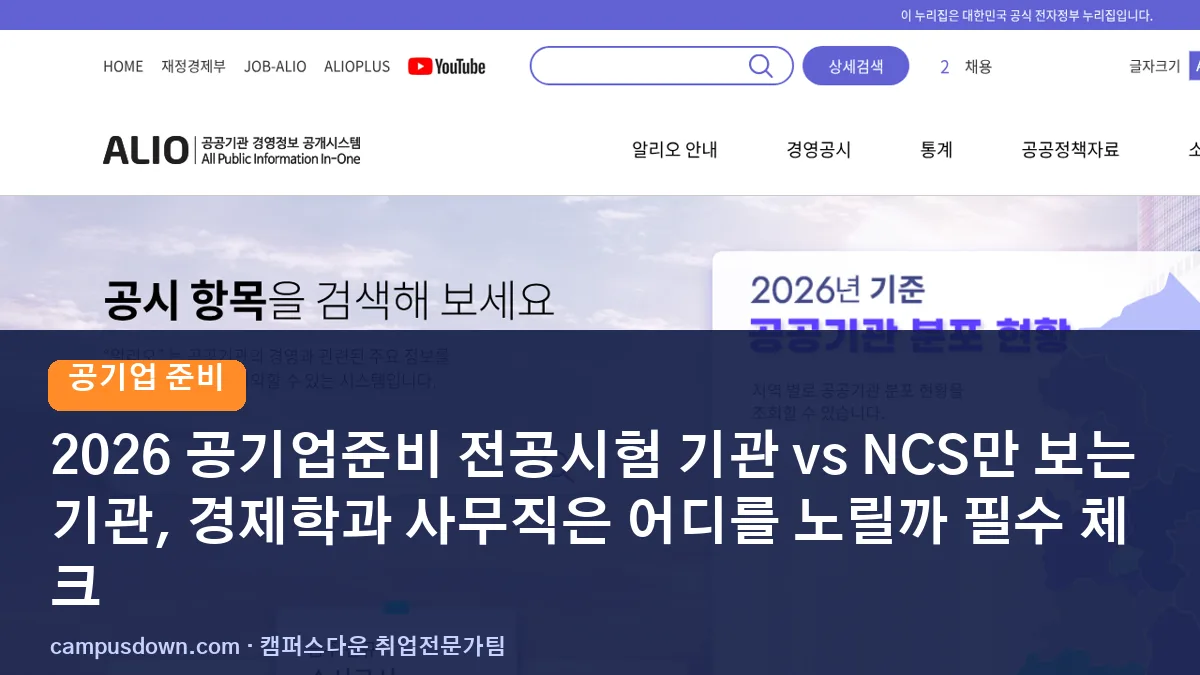 2026 공기업준비 전공시험 기관 vs NCS만 보는 기관, 경제학과 사무직은 어디를 노릴까 필수 체크