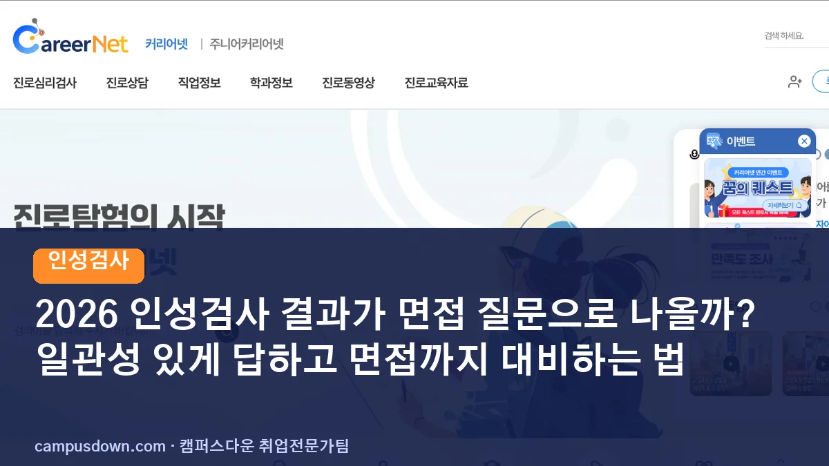 2026 인성검사 결과가 면접 질문으로 나올까? 일관성 있게 답하고 면접까지 대비하는 법