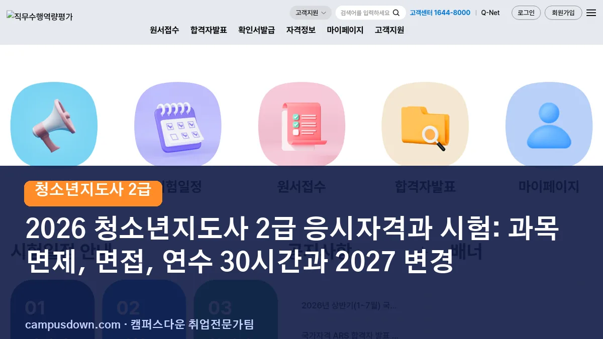 2026 청소년지도사 2급 응시자격과 시험: 과목 면제, 면접, 연수 30시간과 2027 변경