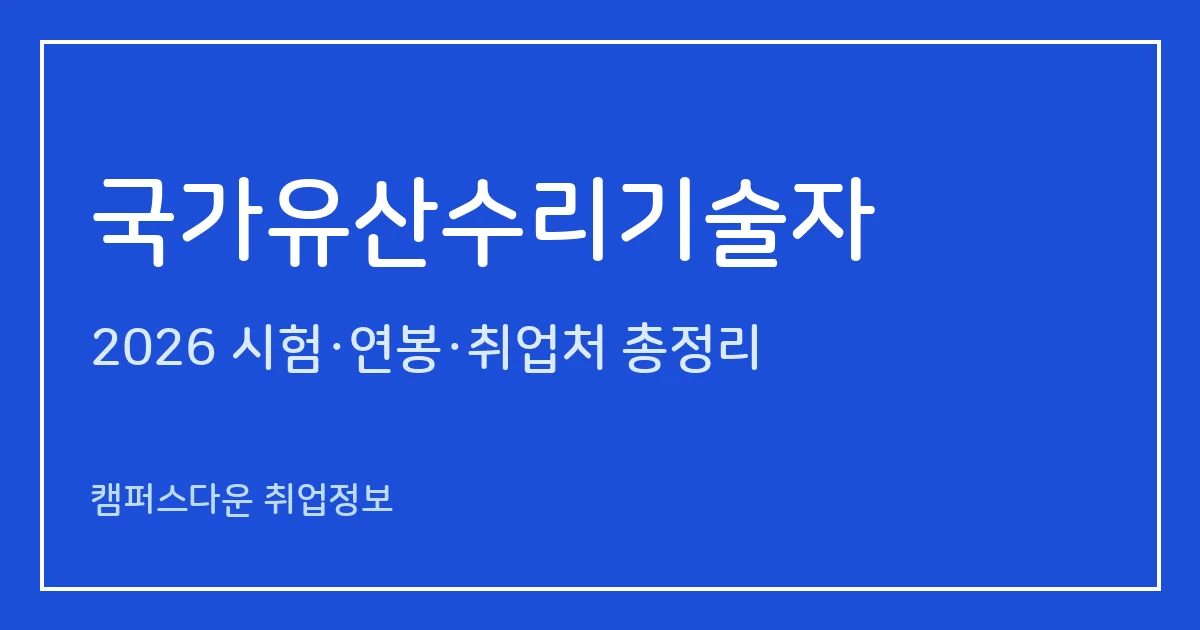 국가유산수리기술자 2026 총정리: 옛 문화재수리기술자, 6개 종류·필기 4과목·면접, 응시료 30,000원·20,000원