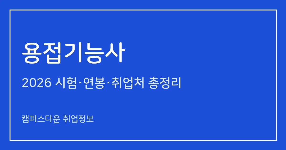 용접기능사 2026 총정리: 필기 합격률 30%·실기 44%, 응시료·과목·용접원 연봉과 취업처