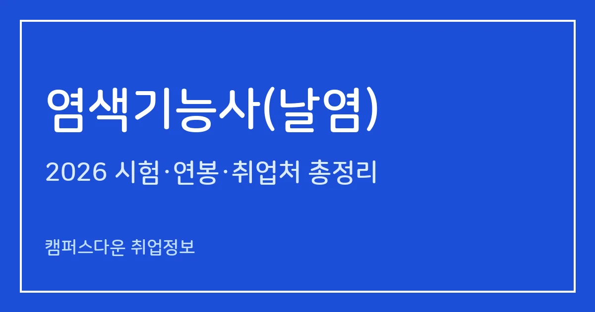 염색기능사(날염) 2026 총정리: 필기 60문항·실기 작업형 5시간, 응시료 14,500원·54,100원, 합격률 0%·100%