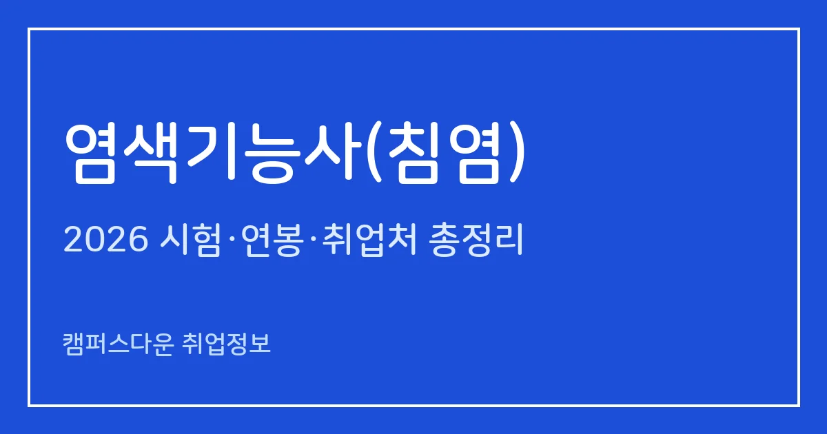염색기능사(침염) 2026 총정리: 필기 60문항·실기 작업형 3시간 30분, 응시료 14,500원·29,200원, 합격률 0%·100%