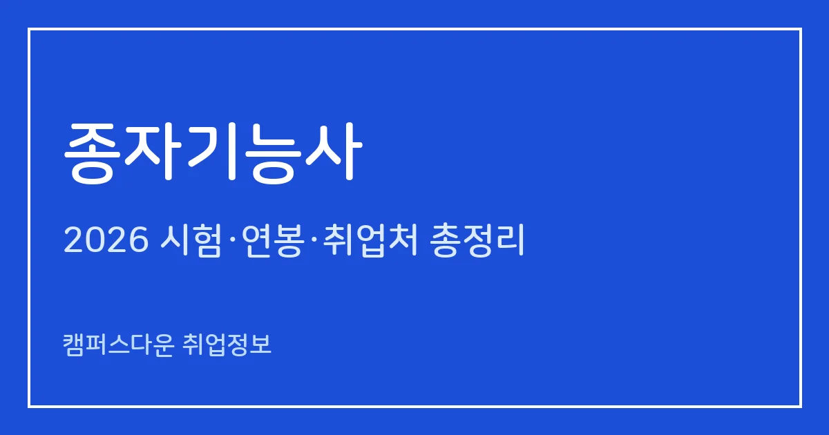 종자기능사 2026 총정리: 필기 60문항·실기 필답형, 응시료 14,500원·17,200원, 합격률 54.5%·76.4%