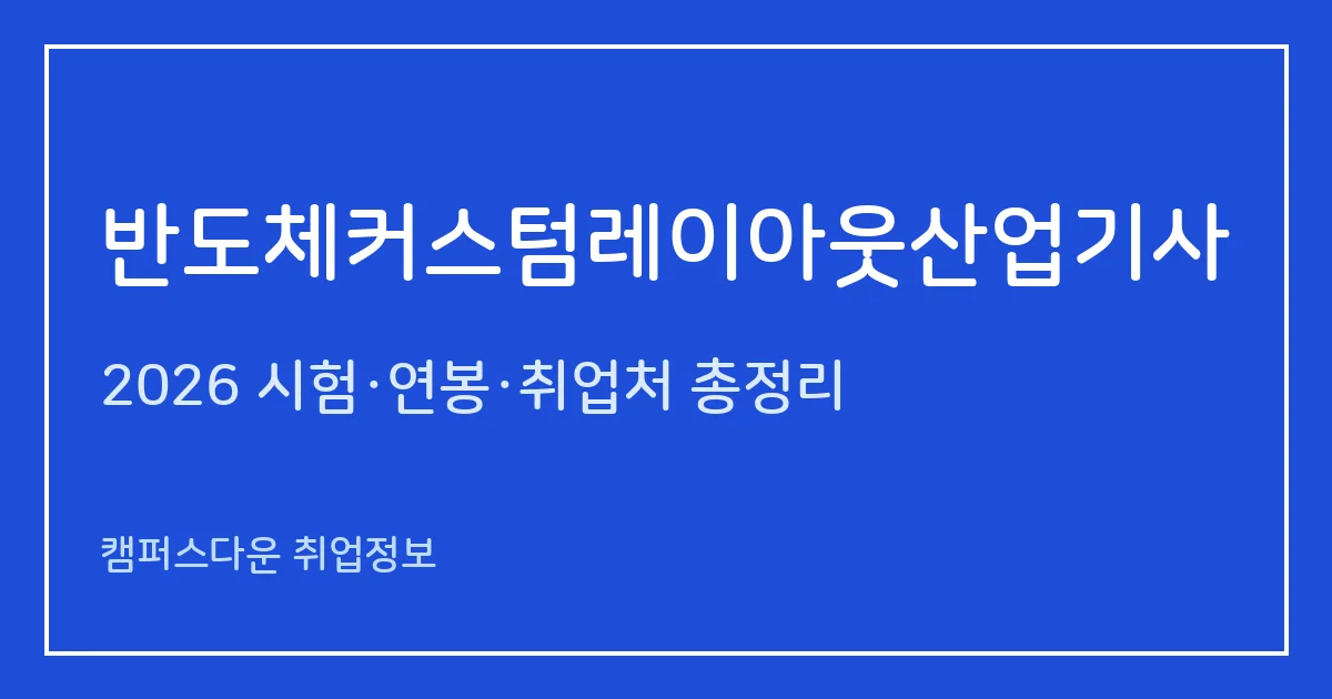 반도체커스텀레이아웃산업기사 2026 총정리: 필기 3과목·실기 작업형 4시간, 응시료 19,400원·27,800원, 합격률 40.3%·85.4%