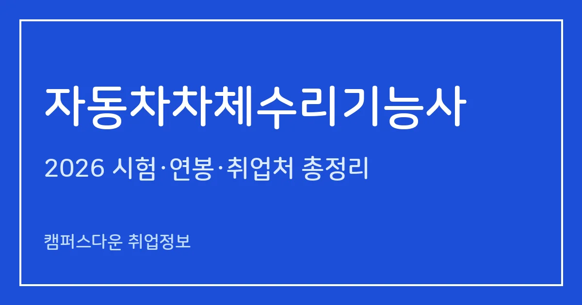 자동차차체수리기능사 2026 총정리: 필기 60문항·실기 작업형 6시간, 응시료 14,500원·60,000원, 합격률 38.1%·85.1%