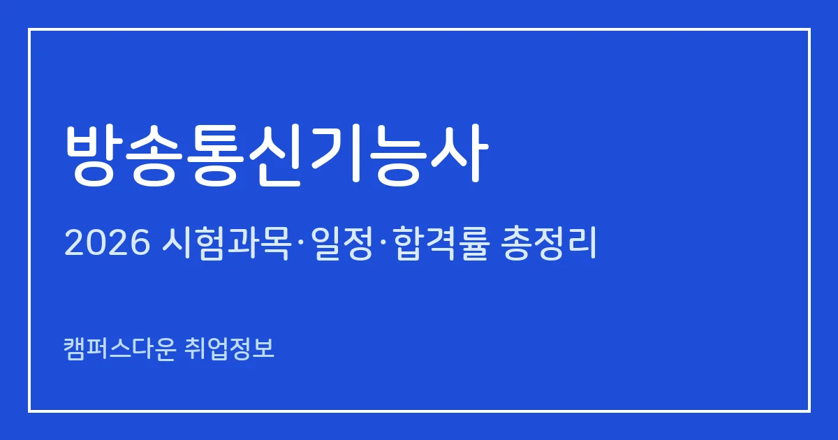 방송통신기능사 2026 총정리: 필기 60문항 1시간·실기 작업형 1시간30분, 응시료 39,500원, 합격률