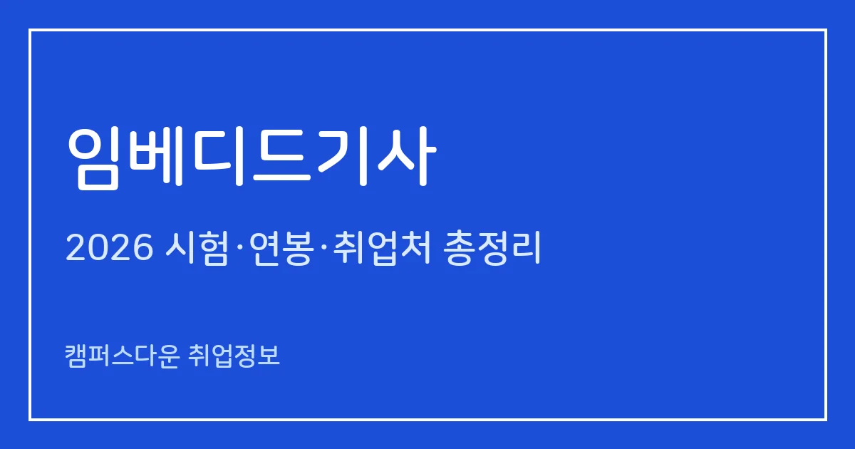 임베디드기사 2026 총정리: 필기 4과목·실기 필답형 2시간 30분, 응시료 19,400원·22,600원, 합격률 66%·34.3%