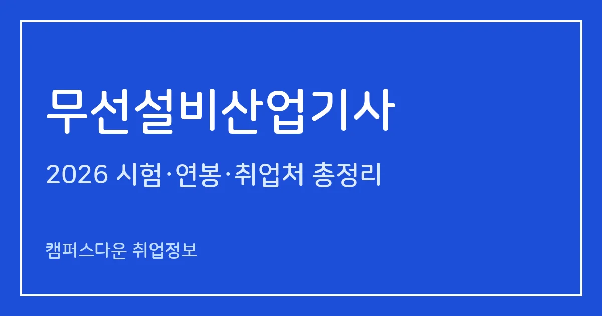 무선설비산업기사 2026 총정리: 필기 4과목·실기 작업형 2시간50분, 응시료 19,400원·46,000원