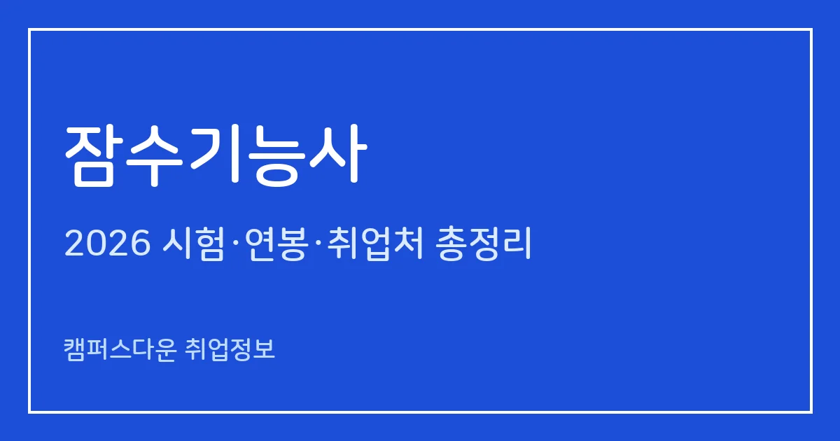 잠수기능사 2026 총정리: 필기 4과목 60문항·실기 수중 작업형, 응시료 14,500원·44,700원, 합격률 61.9%·59%