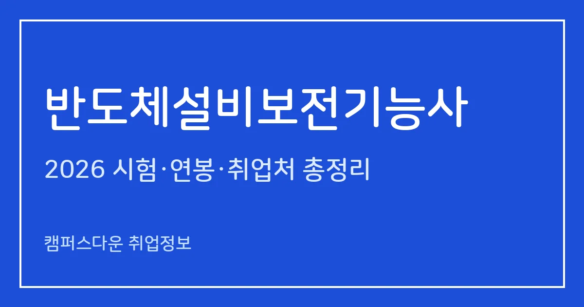 반도체설비보전기능사 2026 총정리: 필기 60문항·실기 작업형 3시간30분, 응시료 14,500원·103,700원, 합격률 21.8%·82.2%