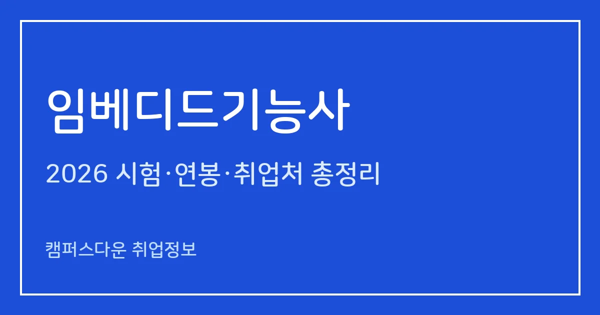 임베디드기능사 2026 총정리: 필기 60문항·실기 작업형 2시간30분, 응시료 14,500원·33,000원, 합격률 40%·77.1%
