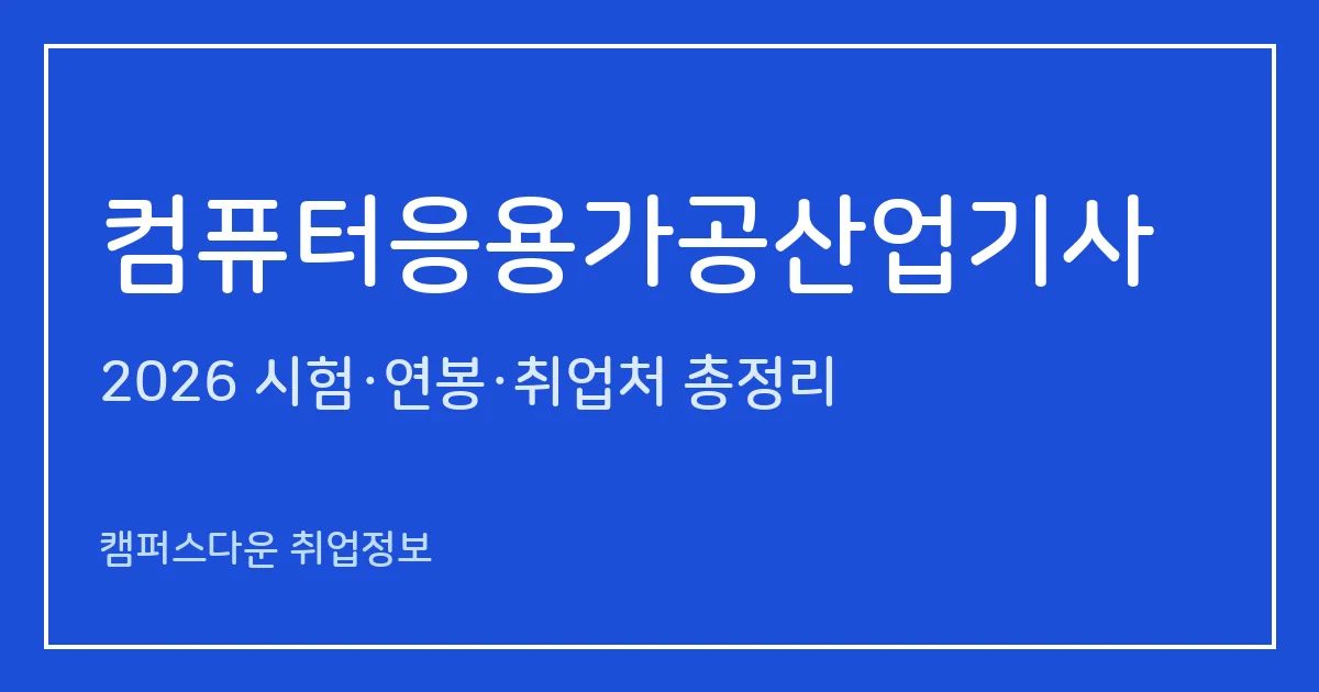 컴퓨터응용가공산업기사 2026 총정리: 필기 3과목·실기 작업형 4시간 50분, 응시료 19,400원·53,200원, 합격률 47.2%·57.4%