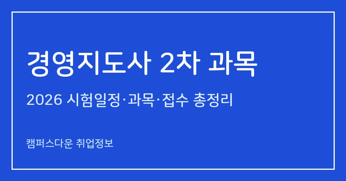 경영지도사 2차 과목 2026: 인적자원·재무·생산·마케팅 4개 분야별 3과목과 분야 고르는 법