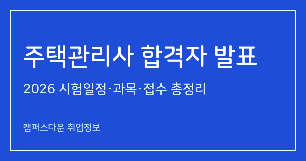 주택관리사 합격자 발표 2026: 제29회 2차 12월 2일 09:00·선발예정 1,600명·응시 4,141명 보도