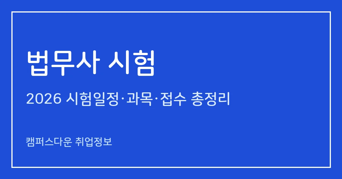 법무사 시험 2026: 제32회 2차 10.30~31 시행, 1·2차 과목 배점표·응시료와 최종 발표 2027.2.3