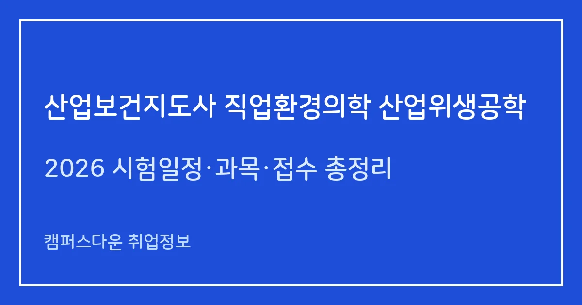 산업보건지도사 직업환경의학 vs 산업위생공학 2026: 분야별 합격자, 2024년 산업위생 2차 1명 합격