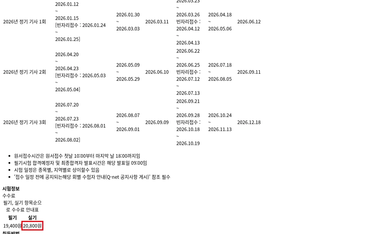 Q-net 임상심리사2급 수수료 화면