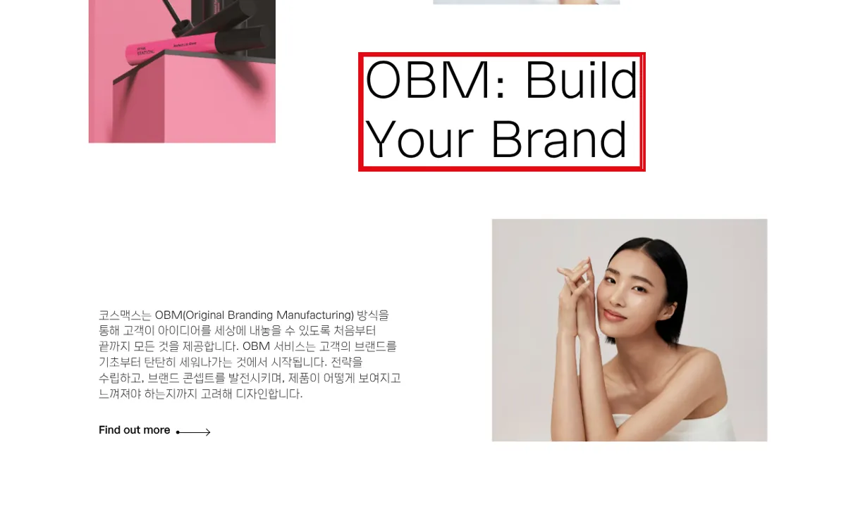 코스맥스 What we do OBM 설명 화면