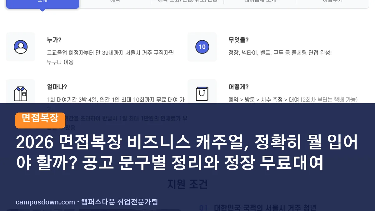2026 면접복장 비즈니스 캐주얼, 정확히 뭘 입어야 할까? 공고 문구별 정리와 정장 무료대여