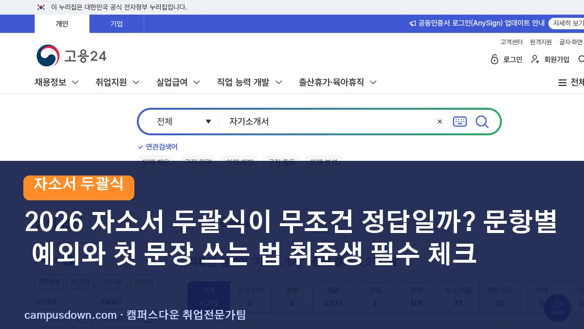 2026 자소서 두괄식이 무조건 정답일까? 문항별 예외와 첫 문장 쓰는 법 취준생 필수 체크