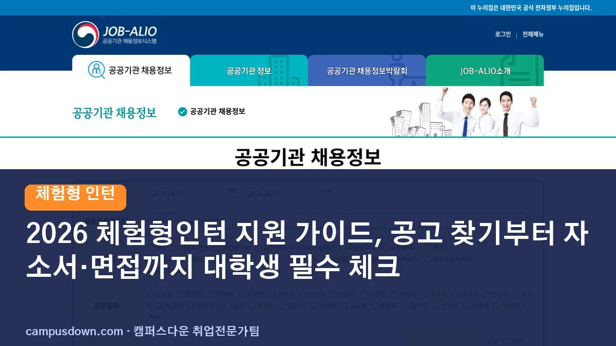 2026 체험형인턴 지원 가이드, 공고 찾기부터 자소서·면접까지 대학생 필수 체크