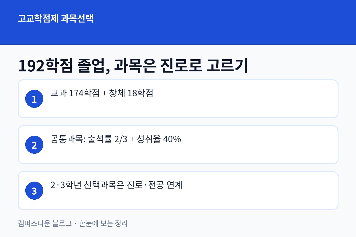 고교학점제 과목선택 방법, 192학점 이수기준과 진로별 예시