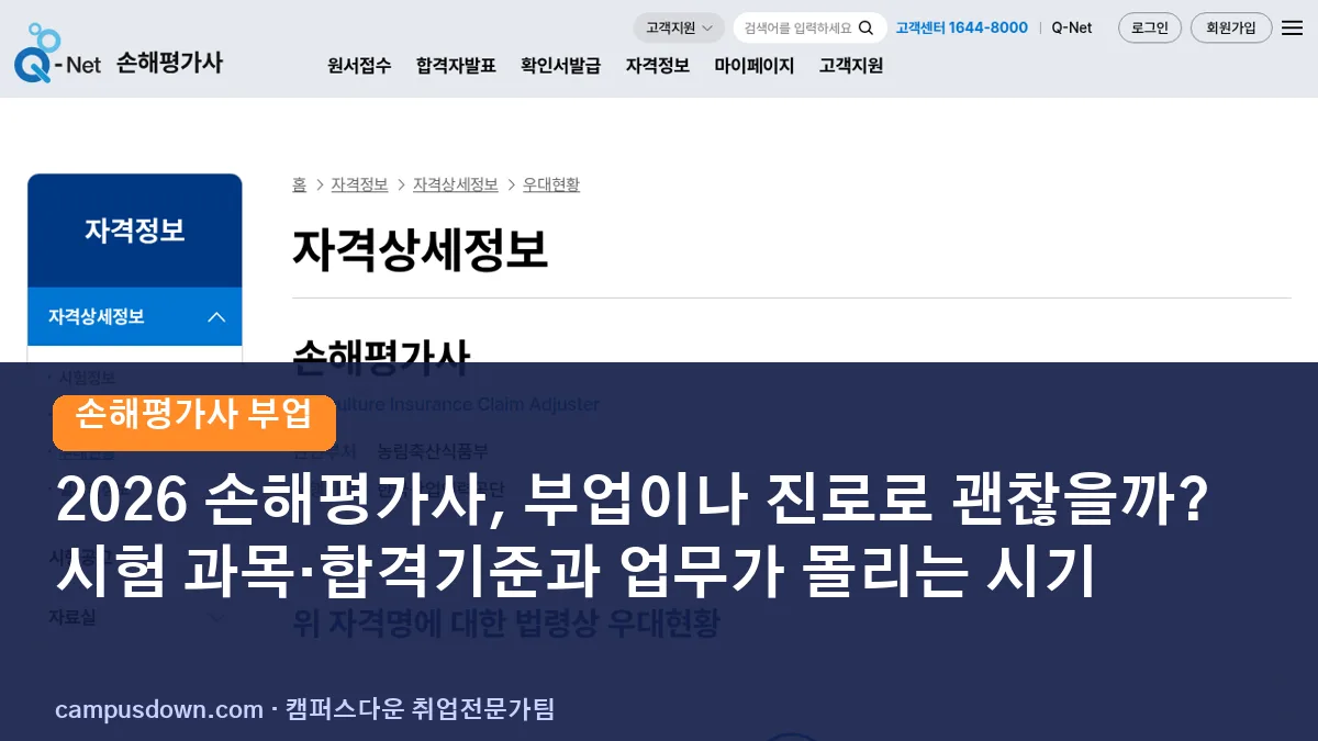 2026 손해평가사, 부업이나 진로로 괜찮을까? 시험 과목·합격기준과 업무가 몰리는 시기