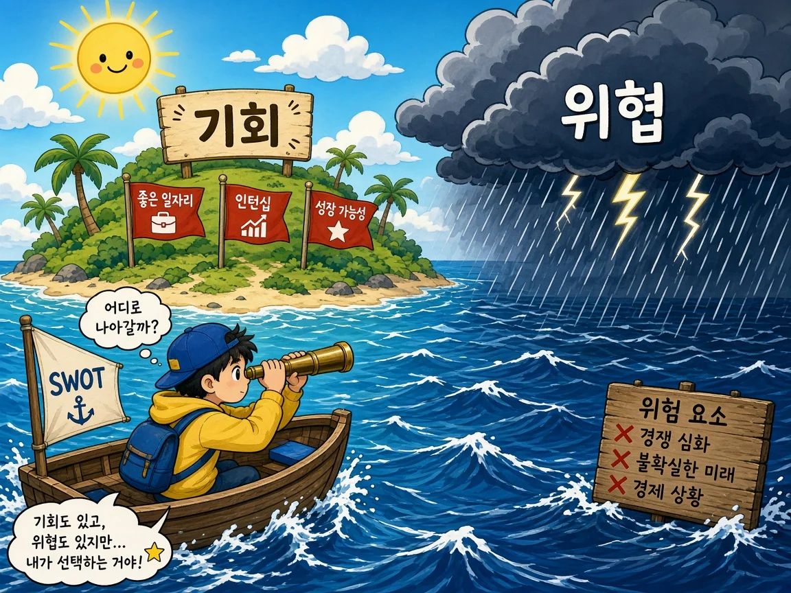 기회와 위협 외부 환경 분석 일러스트