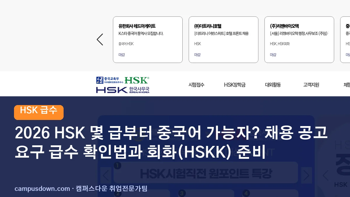 2026 HSK 몇 급부터 중국어 가능자? 채용 공고 요구 급수 확인법과 회화(HSKK) 준비