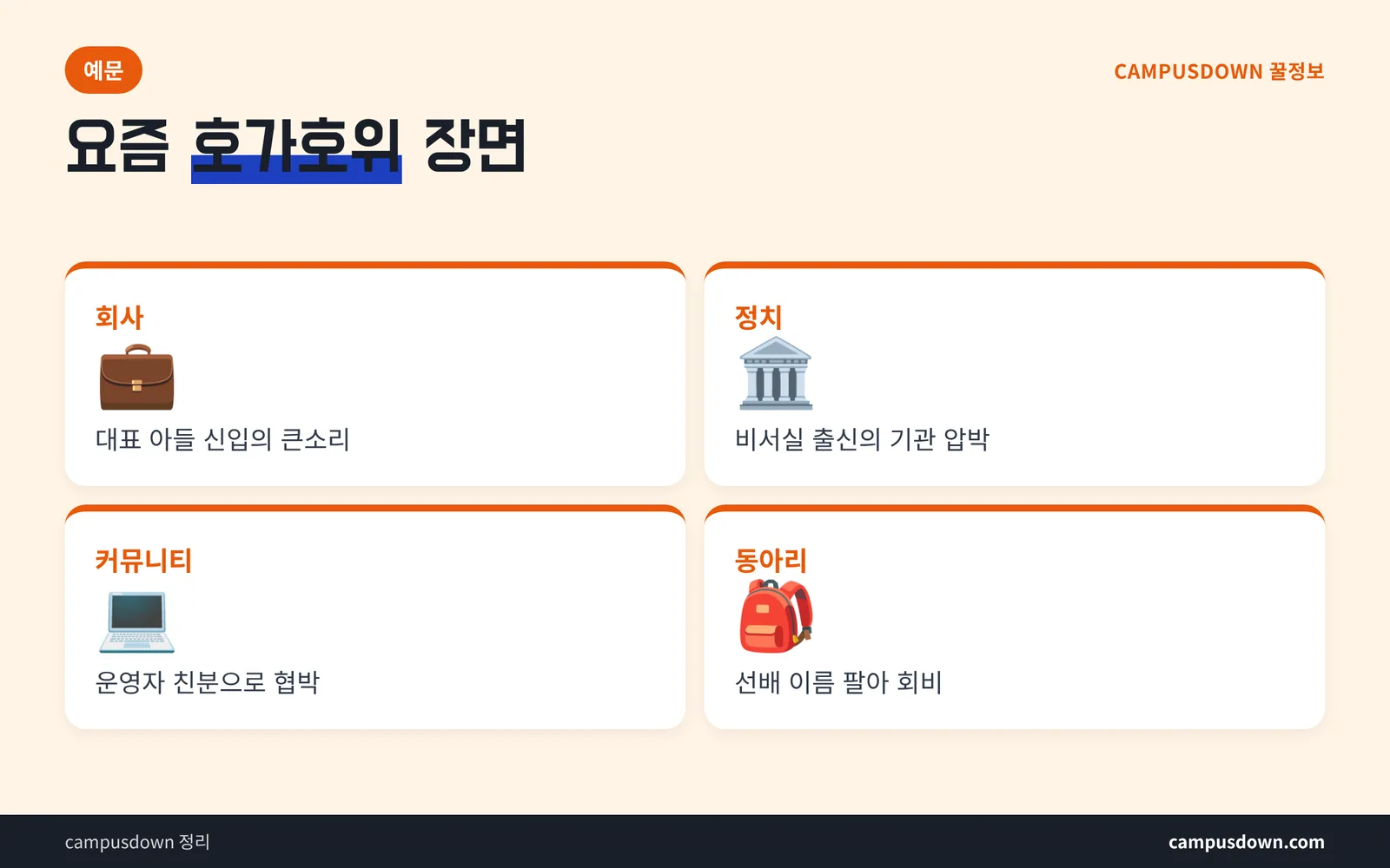 호가호위 예문 상황별 정리