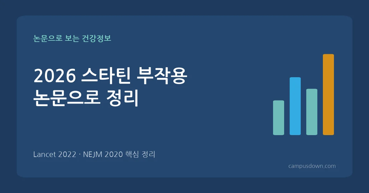 스타틴 부작용 논문으로 정리: 근육통·당뇨·간수치, 종류와 끊으면 생기는 일 (2026)