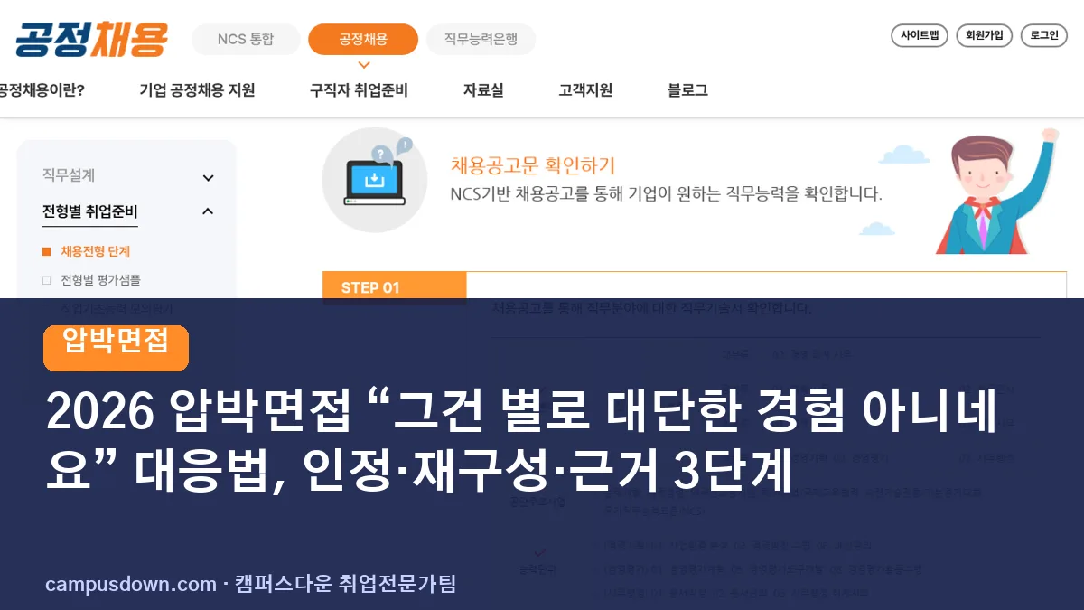 2026 압박면접 “그건 별로 대단한 경험 아니네요” 대응법, 인정·재구성·근거 3단계