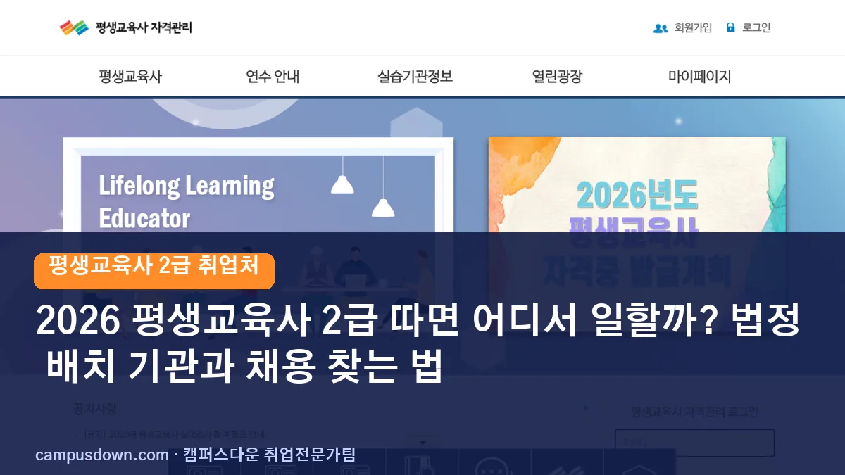 2026 평생교육사 2급 따면 어디서 일할까? 법정 배치 기관과 채용 찾는 법