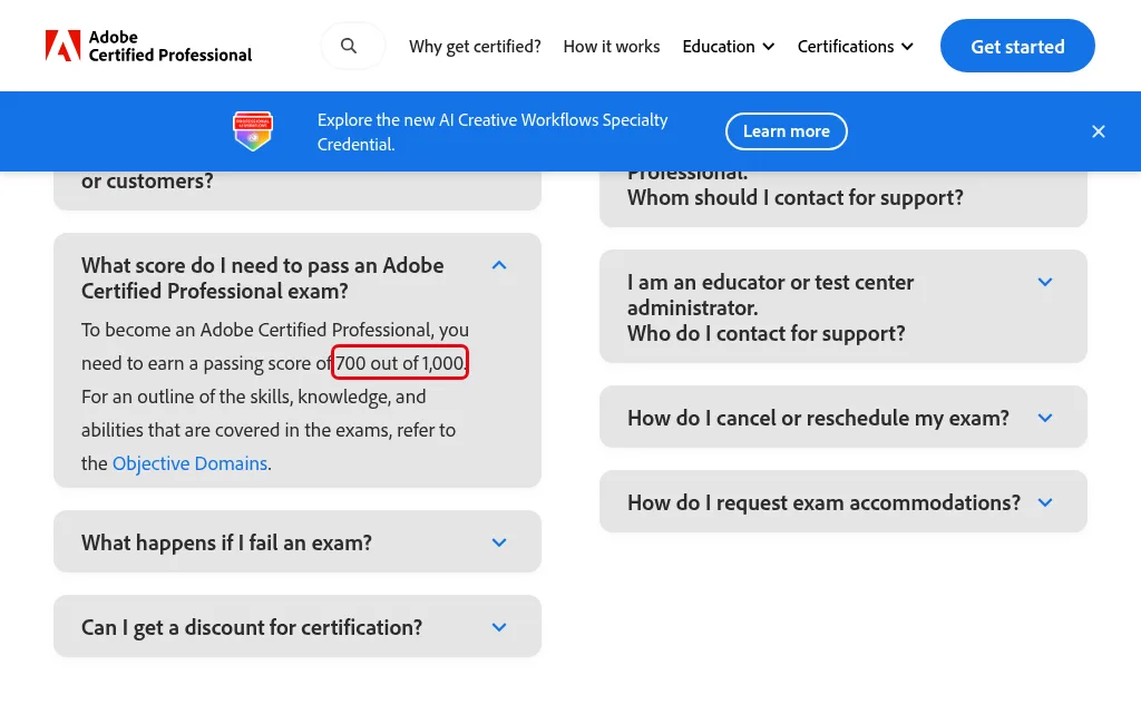 Adobe ACP FAQ 합격 점수