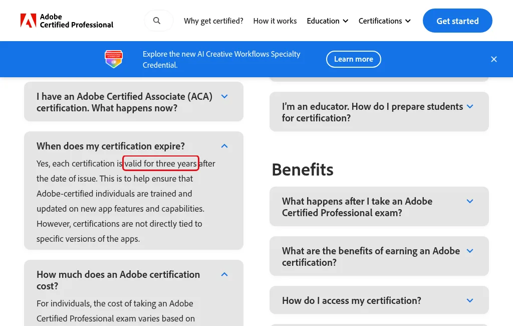 Adobe ACP FAQ 유효기간과 비용