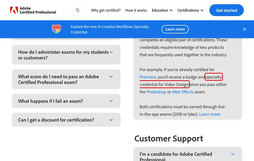 Adobe ACP FAQ Video Design 스페셜티